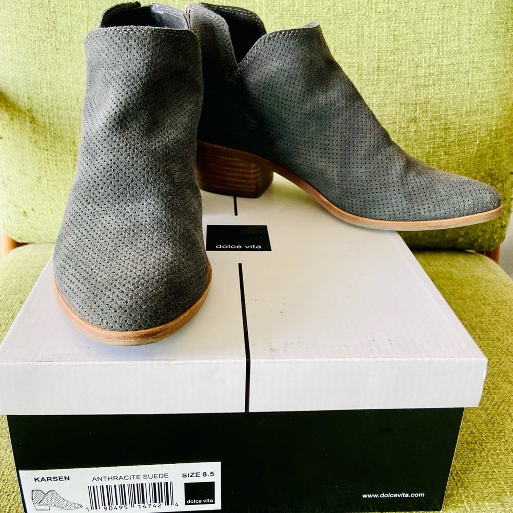 Dolce Vita soft grey perforated leather bootie